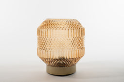 Anna's Collection - Lantern Glass 16X17Cm Amber With Golden Base Led Bulb 2