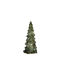 Anna's Collection - Kerstboompje glas led op batterij met timer 25x11 cm groen