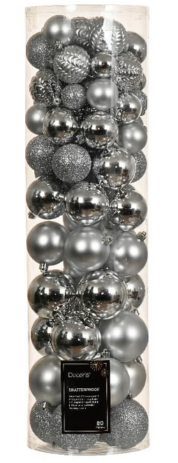 KSD - Kerstbal dia. 8 cm silver