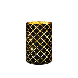 Anna's Collection - Cylinder glas gouden binnenkant met diamant patroon 8led warm wit op batterij...