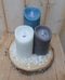 Magic Flame - 3-delige set LED-kaarsen blauw, sneeuwwit en grijs, grindkleur: doorzichtig, dia. c...