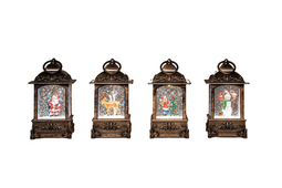 Anna's Collection - Lantaarn met glitterwater led op batterij 14x7.5 cm 4 assorti in display warm...