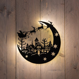 Anna's Collection - B.O. Metal Wall Art Santahouses 35 cm 42Led Warm White