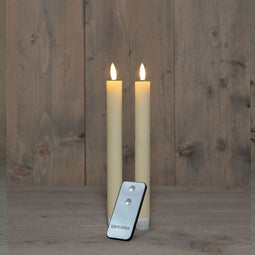 Anna's Collection - B.O. 2Pcs 3D Wick Ivory Ribbel Taper Candle 23 cm Rustic Wax