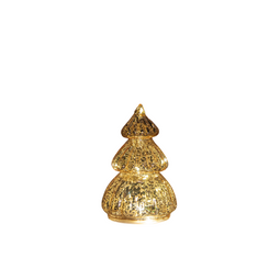 Anna's Collection - Kerstboompje glas led op batterij met timer 12.5x8 cm goud