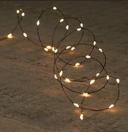 Anna's Collection - Batterijverlichting LED wire zwart draad 100 LED / 5 meter warm wit