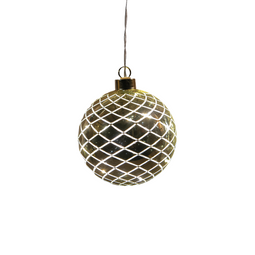 Anna's Collection - Kersthanger bal glas diamant patroon 8led warm wit op batterij met timer d10...