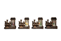 Anna's Collection - Trein met glitterwater led op batterij 11.5x8.5 cm 4 assorti in display warm wit