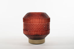 Anna's Collection - Lantern Glass 16X17Cm Burgundy With Golden Base Led Bul