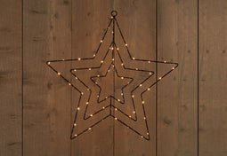 Anna's Collection - B.o.t.hangende ster 3 layer zwart/koper draad 60led classic 56cm 6/18 timer i...