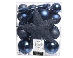 Decoris - Kerstboomversiering Mix 33 st.- Nachtblauw
