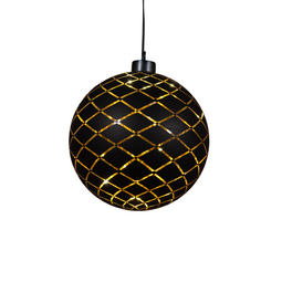Anna's Collection - Kersthanger bal glas gouden binnenkant met diamant patroon 12led warm wit op...