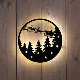 Anna's Collection - B.O. Metal Wall Art Santatrees 35 cm 60Led Warm White