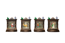 Anna's Collection - Haard met glitterwater led op batterij 11.5x8.5 cm 4 assorti in display warm wit