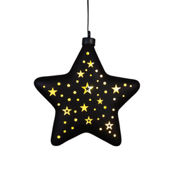 Anna's Collection - Kersthanger ster glas gouden binnenkant met sterren 10led warm wit op batteri...