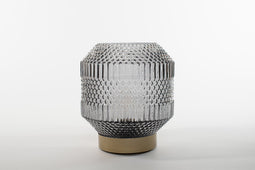 Anna's Collection - Lantern Glass 16X17Cm Grey With Golden Base Led Bulb 2X