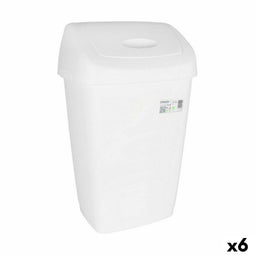 Afvalemmer Tontarelli Aurora Gekanteld Wit 50 L (6 Stuks)