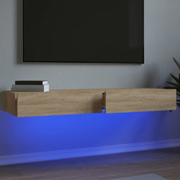Tv-meubelen 2 st met LED-verlichting 60x35x15,5 cm sonoma eiken