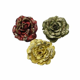 Decoris - Roos pes fluweel clip d11h5.5cm a3