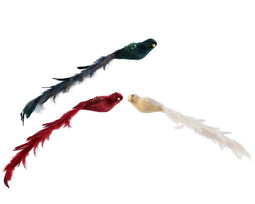 Decoris - Vogel pes fluweel l7b12h55 cm a3 kerst