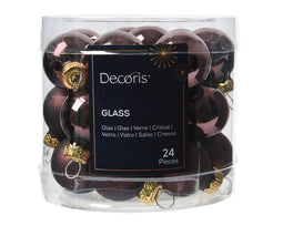 Decoris - Kerstbal glas d2.5 cm z.trffl 24st