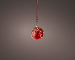 Lumineo - microled bal bo d20h20 cm rood/klassiek warm kerstverlichting