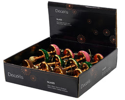 Decoris - Paddenstoel glas l7b7h9.5 cm ass kerst