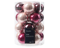 Decoris - Kerstbal glas d6 cm roze 20st