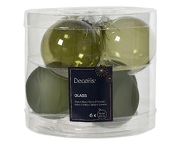 Decoris - Kerstballen glas d6 cm rsmrn 6st