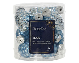 Decoris - Denappel glas d2.5h6 cm ijsblw 12st
