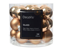 Decoris - Kerstbal glas d2.5 cm pec.bruin 24st
