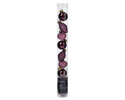 Decoris - Kerstbal glas d3 cm donker mauve 9st I