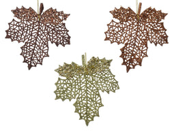 Decoris - Blad plastic l0.2b13h14 cm a3 kerst