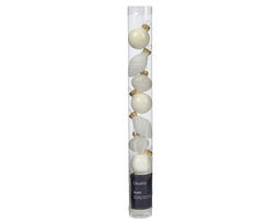 Decoris - Kerstbal glas d3 cm wolwit 9st I