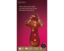 Lumineo - MicroLED paddenstl d14h25 cm bruin/wwt kerst