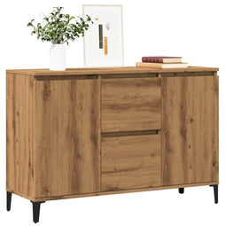 Dressoir 102x35x70 cm bewerkt hout artisanaal eikenkleurig