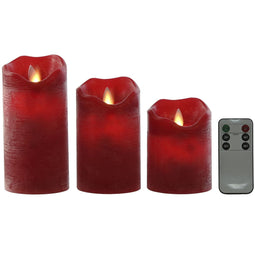 Kaars LED Home ESPRIT Rood 26,5 x 8 x 17 cm (3 Onderdelen)