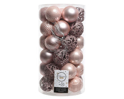 2 stuks - Decoris - Kerstbal glans mix dia6cm poeder roze
