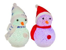 5 stuks - HIT - Sneeuwpop 10 cm LED colorchangng incl batterijen