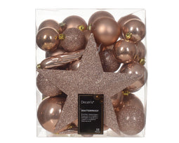 Decoris - Kerstbal kunststof d8 cm rose 33st kerst