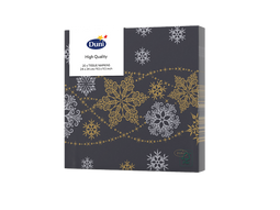 Duni - Servetten Snow Glitter Black 3-laags tissue 24 x 24 cm