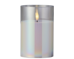 Lumineo - LED kaars d10h15 cm iris/warm wit