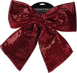 Nampook - Strik pailletten 36 cm bordeaux kerstversiering