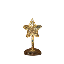 Anna's Collection - Ster op stam glas led op batterij met timer h19 cm mercury goud