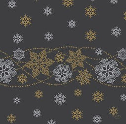 Duni - Servetten Snow Glitter Black lin Soft 40 x 40 cm