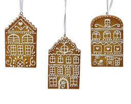 Decoris - Huis polyresin l6b1h10 cm biscuit a3 kerst