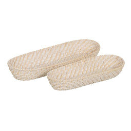 Dienblad Wit Bamboe Rotan 44 x 17 x 7 cm (2 Stuks)