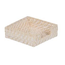 Servethouder Wit Bamboe Rotan 18 x 18 x 6 cm