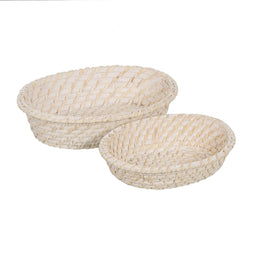Dienblad Wit Bamboe Rotan 29 x 22 x 7 cm (2 Stuks)