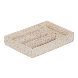 Bestekmand Wit Bamboe Rotan 34 x 24 x 6 cm